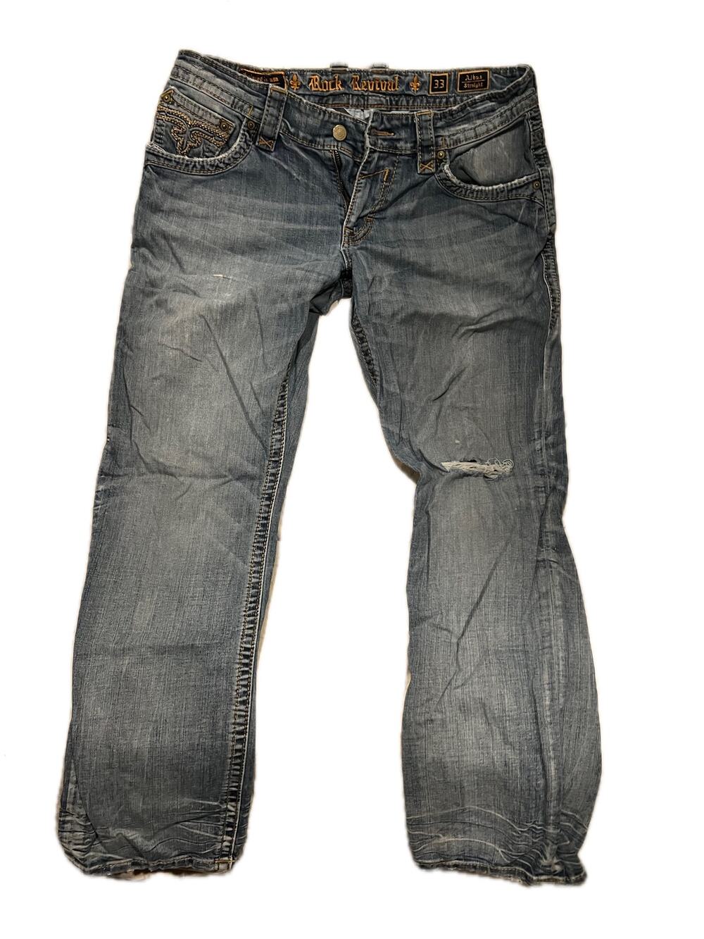 Rock Revival Albus Straight Jeans Distressed 33x33